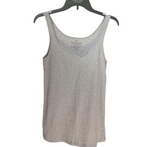 Faded Glory Tank Top Women Size L Gray Ribbed Sleeveless Basic Casual